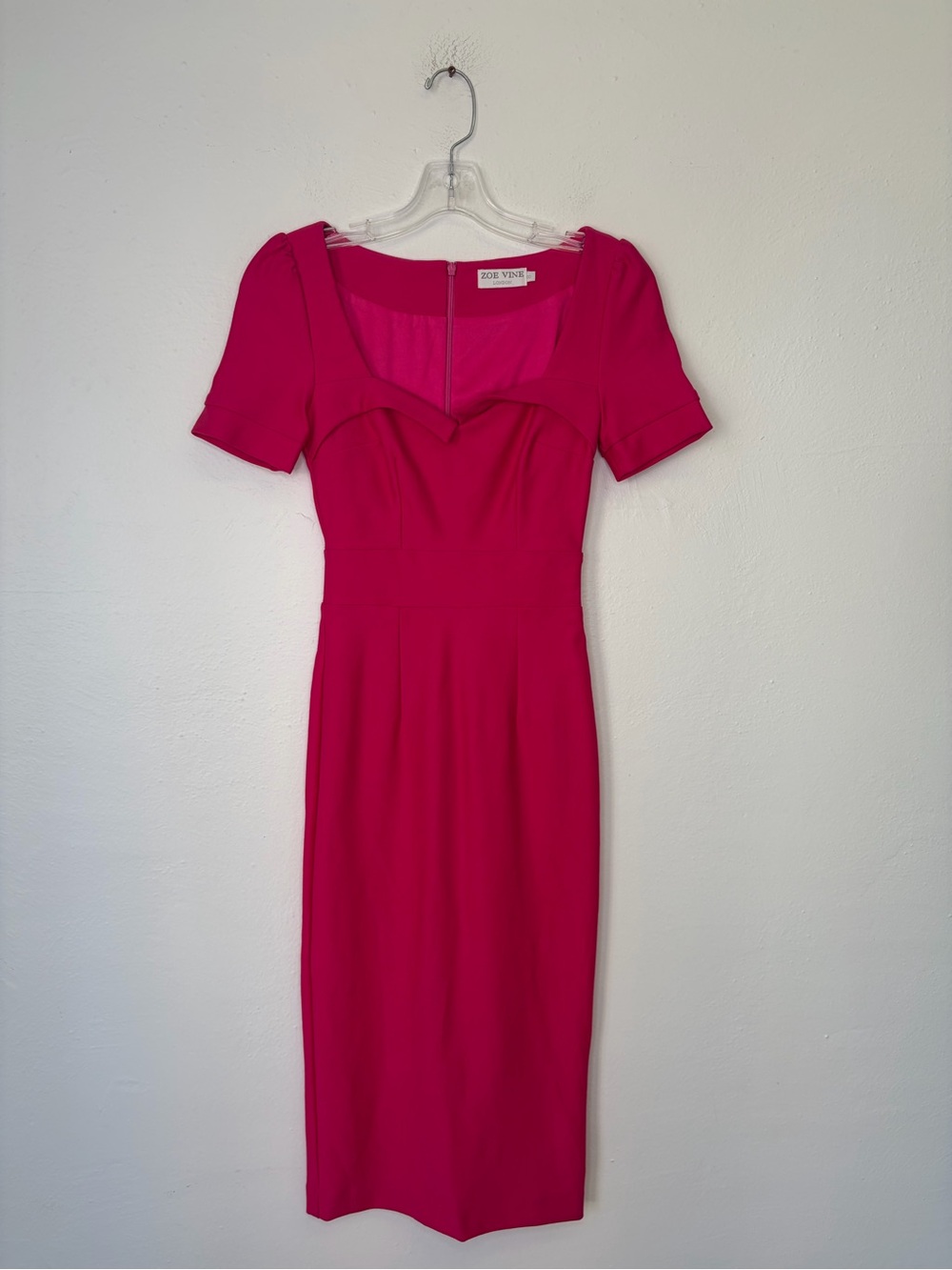 Zoe Vine Hot Pink Square-Neck Midi Dress
